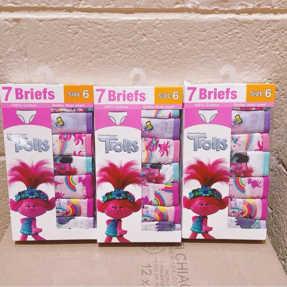 Dreamworks Other - 3 New packs size 6 Trolls Girl 7 Briefs Set.